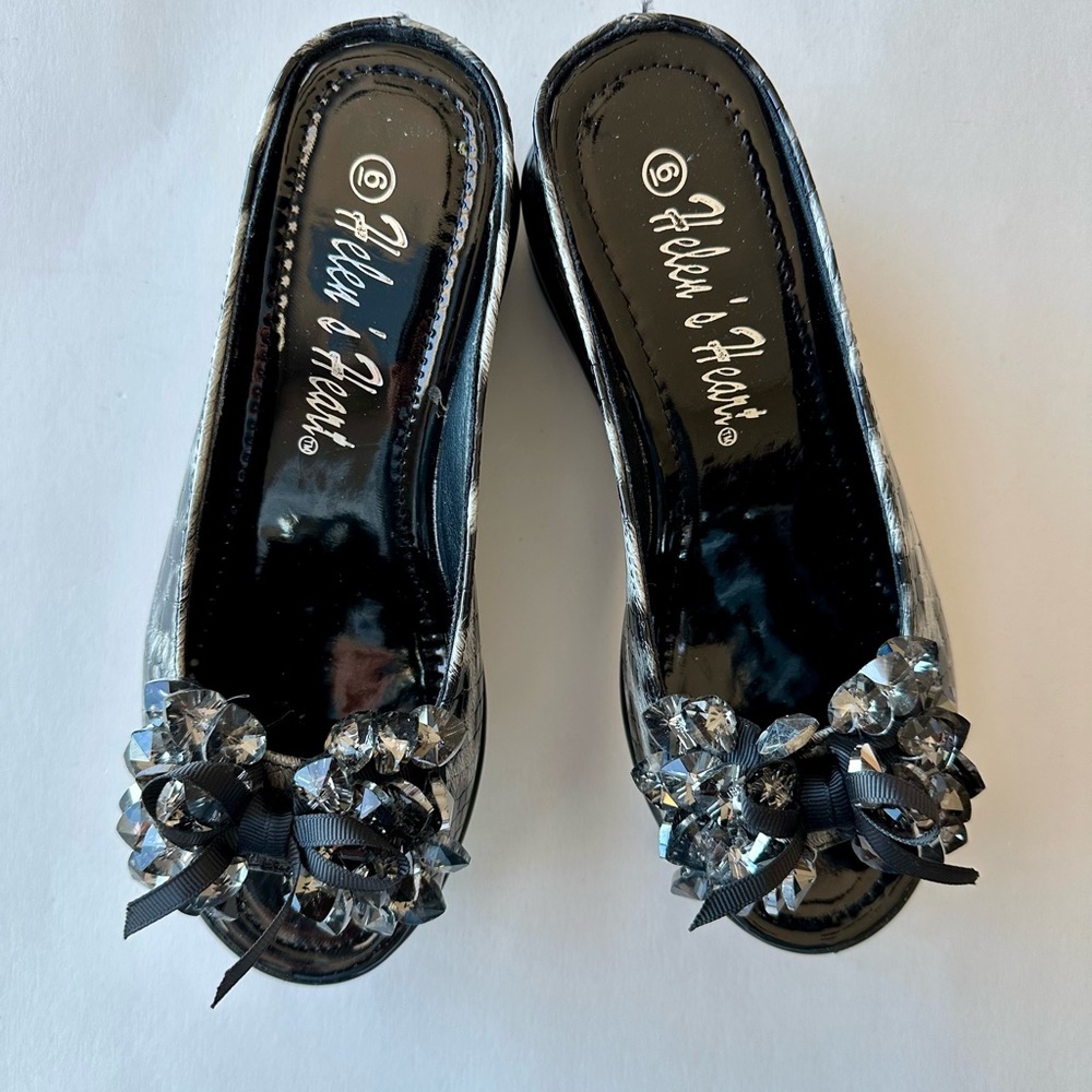 Crystal & Black Leopard Shoes Size 6